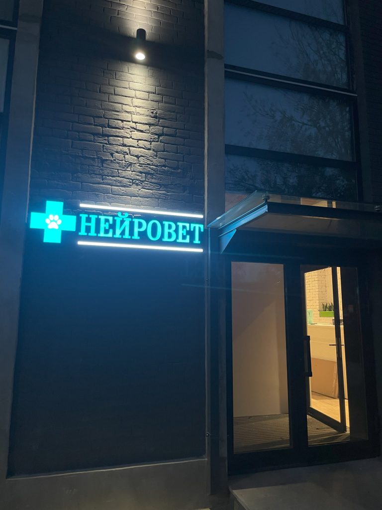 Ночной фасад центра «Нейровет»
